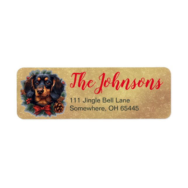 Cute Dachshund Puppy Dog Christmas Address Label (Front)