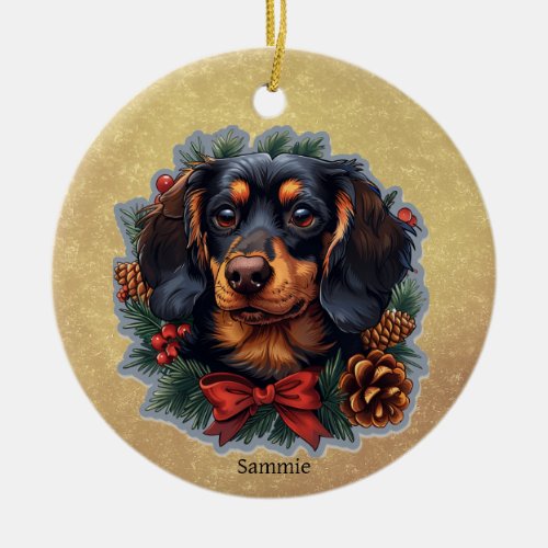 Cute Dachshund Puppy Dog Christmas Ornament