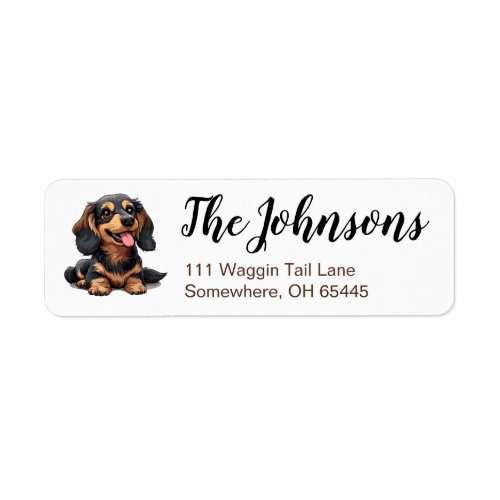 Cute Dachshund Puppy Dog Custom Address Label
