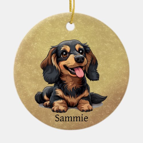 Cute Dachshund Puppy Dog Custom Ornament