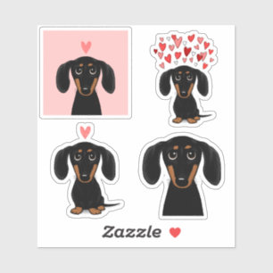 Cute Dachshund Puppy Dog Valentine Stickers