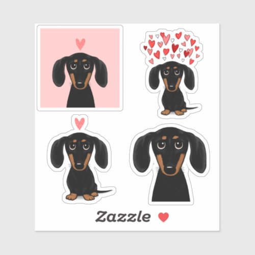 Cute Dachshund Puppy Dog Valentine Stickers