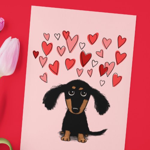 Cute Dachshund Puppy Dog Valentines Day  Love Holiday Card