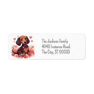 Cute Dachshund Puppy Kawaii Chibi Label