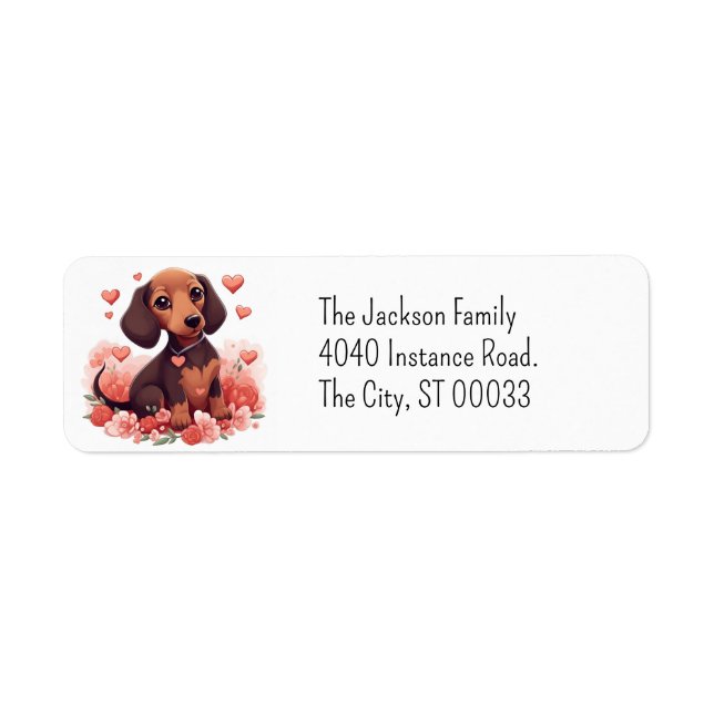 Cute Dachshund Puppy Kawaii Chibi Label (Front)
