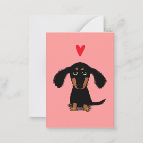 Cute Dachshund Puppy Valentine with Heart Note Card