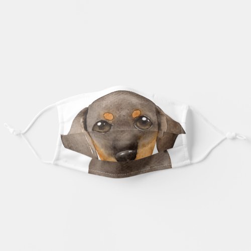 Cute Dachshund Puppy Watercolor Illustration Adult Cloth Face Mask