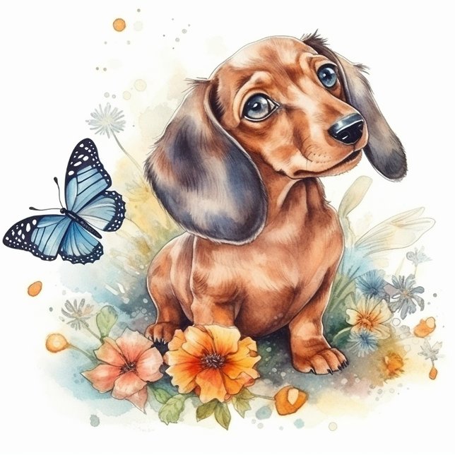Cute Dachshund Puppy Watercolor Throw Pillow (Creator Uploaded)