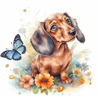 Cute Dachshund Puppy Watercolor Tote Bag