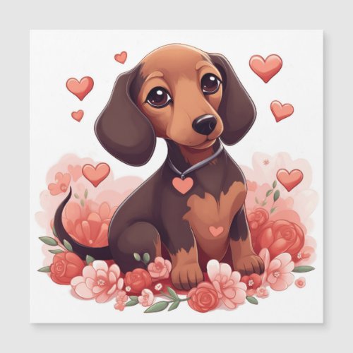 Cute Dachshund Puppy with Hearts