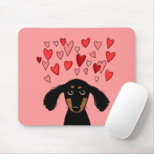 Cute Dachshund Puppy with Valentine Hearts Mouse Pad