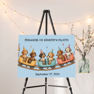 Cute Dachshund Roller Coaster Birthday Party Foam Board