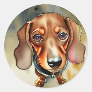 Cute Dachshund, round stickers