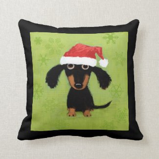 Cute Dachshund Santa Clause - Funny Dog Christmas Throw Pillow