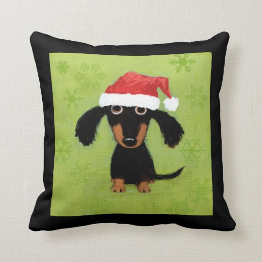 Cute Dachshund Santa Clause Funny Dog Christmas Throw Pillow