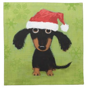 Cute Dachshund Santa Clause - Funny Dog Holiday Cloth Napkin
