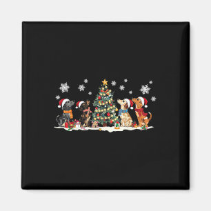 Cute Dachshund Santa Hat Christmas Tree Lights Dog Magnet