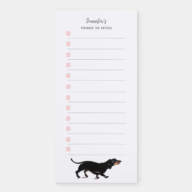 Cute Dachshund shopping list  Magnetic Notepad (Front)