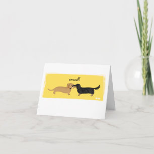 Cute Dachshund Smooch Wiener Dogs Love Card