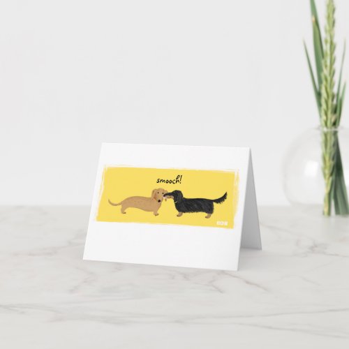 Cute Dachshund Smooch  Wiener Dogs Love Card