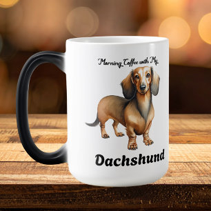 Cute Dachshund  Soft Brown Morning Personalize Color Morph Mug