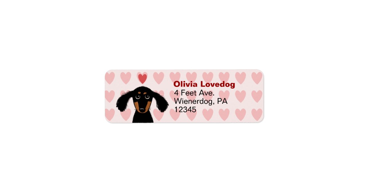 Cute Dachshund Valentine Love Return Address Label | Zazzle ...