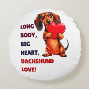 Cute Dachshund Valentines Day Heart Lover Dog Mom Round Pillow