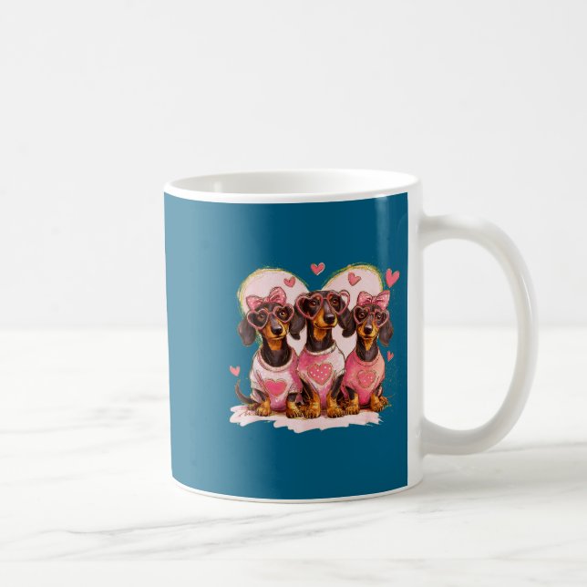 Cute Dachshund Valentines Heart Dog Lover Men Wome Coffee Mug (Right)