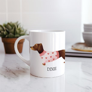 Cute dachshund watercolor customizable  coffee mug