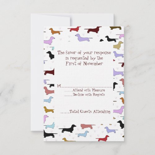 Cute Dachshund Wedding Response Card