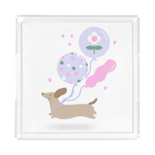 Cute Dachshund Weiner Dog Lover Party Pink Acrylic Tray