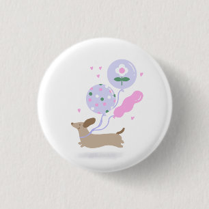 Cute Dachshund Weiner Dog Lover Party Pink Button