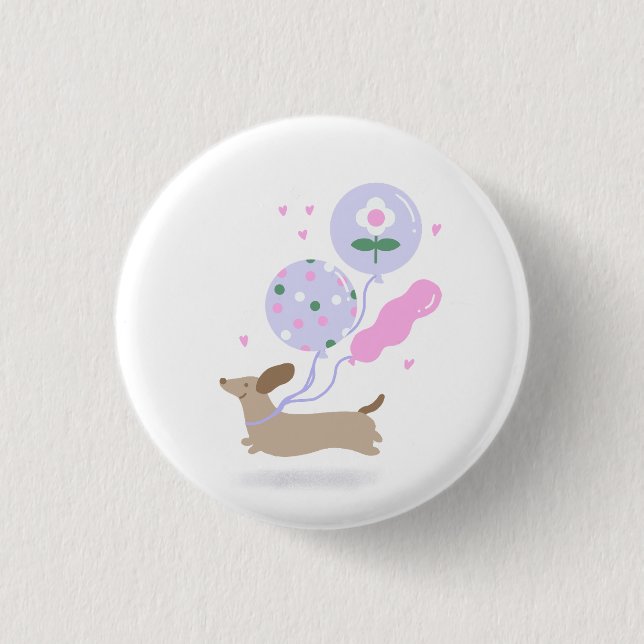 Cute Dachshund Weiner Dog Lover Party Pink Button (Front)