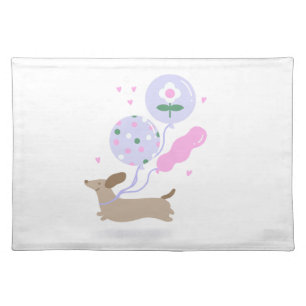 Cute Dachshund Weiner Dog Lover Party Pink Cloth Placemat