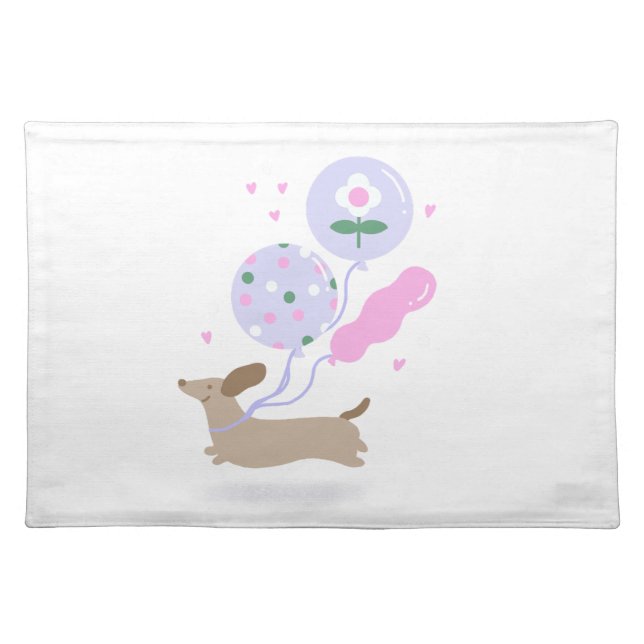 Cute Dachshund Weiner Dog Lover Party Pink Cloth Placemat (Front)
