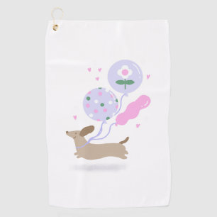 Cute Dachshund Weiner Dog Lover Party Pink Golf Towel