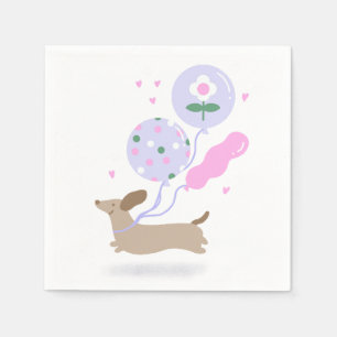 Cute Dachshund Weiner Dog Lover Party Pink Napkins