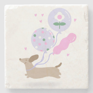 Cute Dachshund Weiner Dog Lover Party Pink Stone Coaster