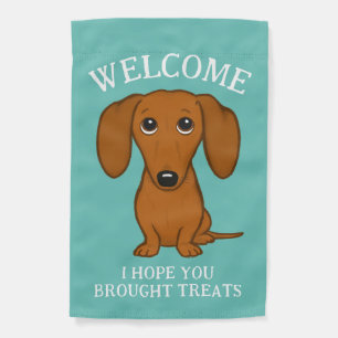 Cute Dachshund Welcome Funny Wiener Dog Lover's  Garden Flag