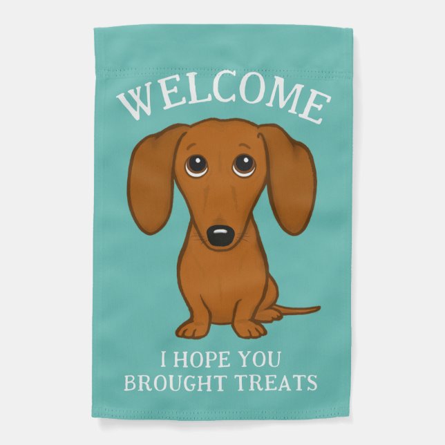 Cute Dachshund Welcome Funny Wiener Dog Lover's  Garden Flag (Front)