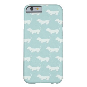 Cute Dachshund White Silhouettes On Light Blue Barely There Iphone 6 Case by storechichi at Zazzle