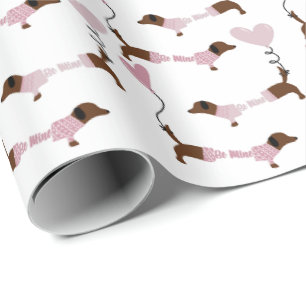 Cute Dachshund Wiener Dog Be Mine Valentines Wrapping Paper