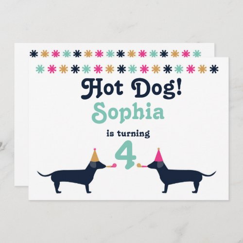 Cute Dachshund Wiener Dog Birthday Invitation Invitation