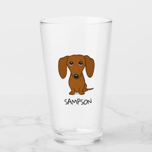 Cute Dachshund  Wiener Dog Cartoon Personalized Glass