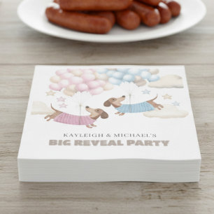 Cute Dachshund Wiener Dog Gender Reveal Party Napkins
