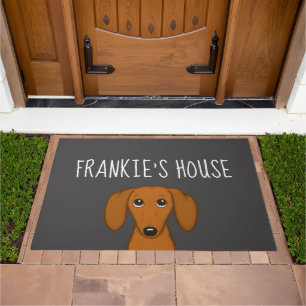 Cute Dachshund Wiener Dog Lover's Personalized Doormat