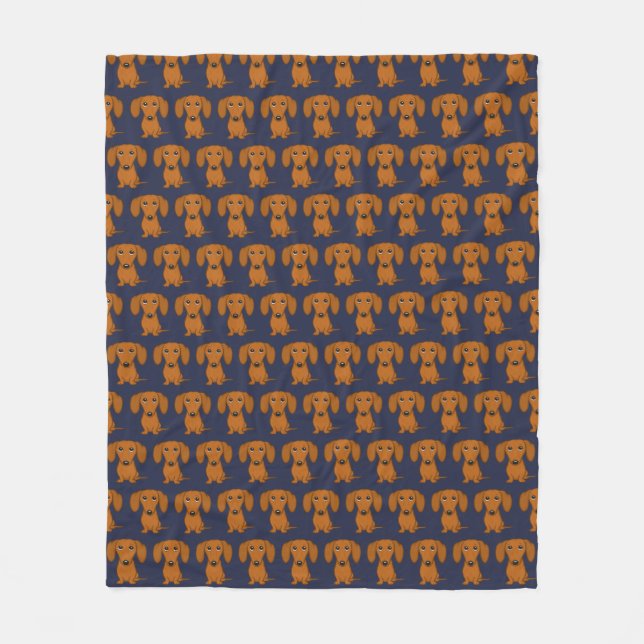 Cute Dachshund | Wiener Dogs Pattern Fleece Blanket (Front)