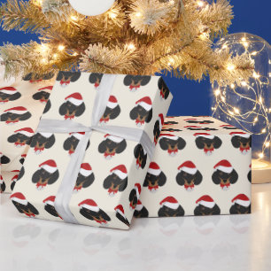 Cute Dachshund with a Santa Hat Pattern Christmas Wrapping Paper