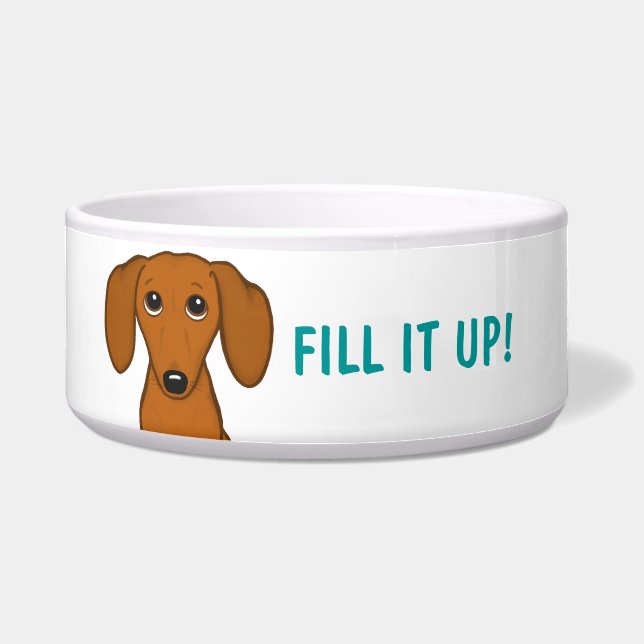Cute Dachshund with Custom Text Bowl (Front)