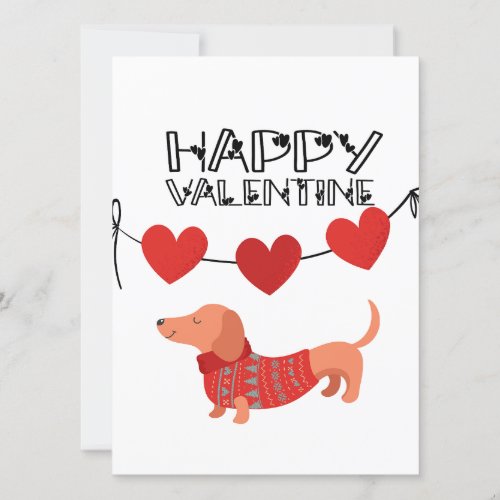 Cute Dachshund with heart banner Happy Valentine 